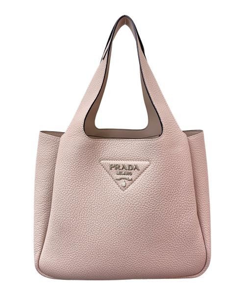 PRADA（プラダ）PRADA (プラダ) レザー トートバッグ ピンクベージュの古着・服飾アイテム