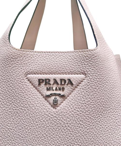 PRADA（プラダ）PRADA (プラダ) レザー トートバッグ ピンクベージュの古着・服飾アイテム