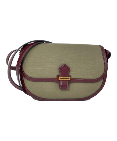 HERMES（エルメス）HERMES (エルメス) フラップショルダーバッグ オリーブ×ボルドーの古着・服飾アイテム