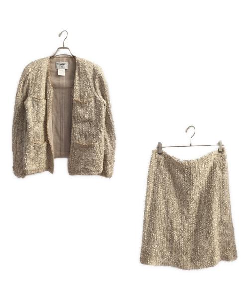 CHANEL（シャネル）CHANEL (シャネル) ツイードセットアップ ベージュ サイズ:42の古着・服飾アイテム