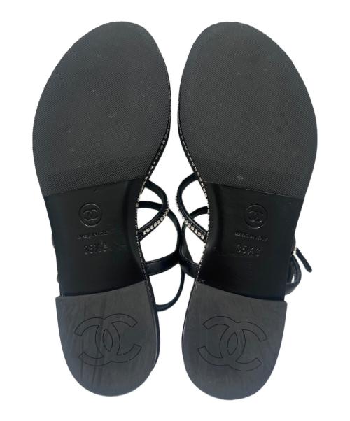 CHANEL（シャネル）CHANEL (シャネル) ラインストーンココマークサンダル ブラック サイズ:35 1/2の古着・服飾アイテム