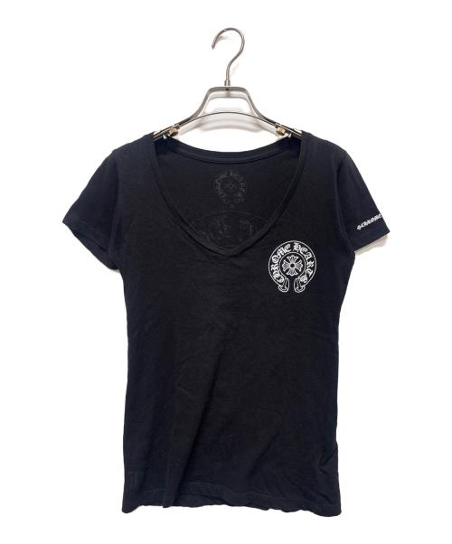 CHROME HEARTS（クロムハーツ）CHROME HEARTS (クロムハーツ) ホースシューロゴVネックカットソー ブラック×ホワイト サイズ:Sの古着・服飾アイテム