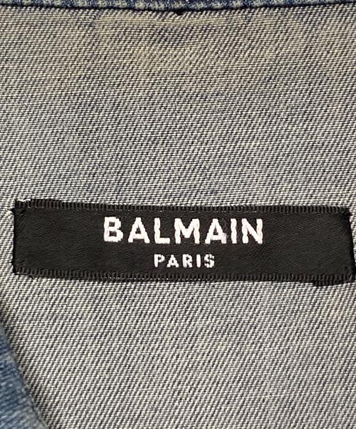 BALMAIN（バルマン）BALMAIN (バルマン) BALMAIN DENIM SHIRT/ロゴワッペンデニムシャツ インディゴ サイズ:37の古着・服飾アイテム