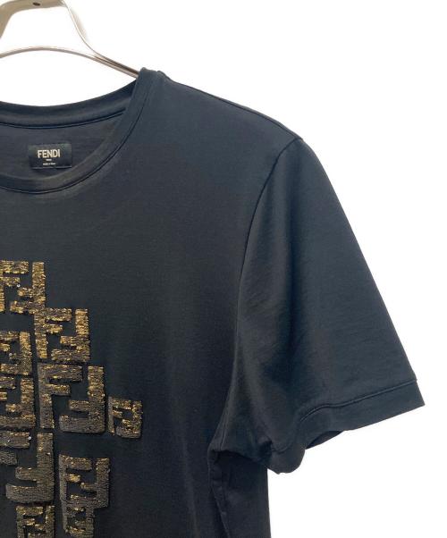 FENDI（フェンディ）FENDI (フェンディ) FFロゴスパンコールTシャツ ブラック×ゴールド サイズ:Ｓの古着・服飾アイテム