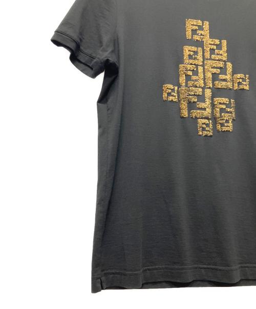 FENDI（フェンディ）FENDI (フェンディ) FFロゴスパンコールTシャツ ブラック×ゴールド サイズ:Ｓの古着・服飾アイテム