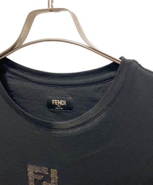 FENDI（フェンディ）FENDI (フェンディ) FFロゴスパンコールTシャツ ブラック×ゴールド サイズ:Ｓの古着・服飾アイテム
