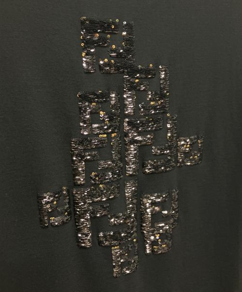FENDI（フェンディ）FENDI (フェンディ) FFロゴスパンコールTシャツ ブラック×ゴールド サイズ:Ｓの古着・服飾アイテム