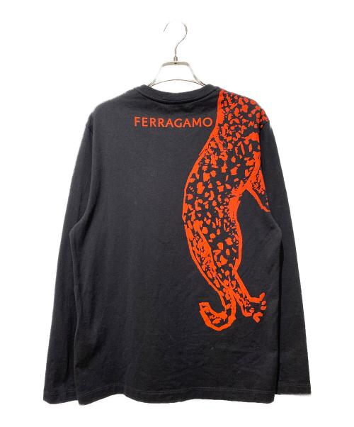 Ferragamo（フェラガモ）Ferragamo (フェラガモ) L/Sカットソー ブラック×レッド サイズ:Mの古着・服飾アイテム