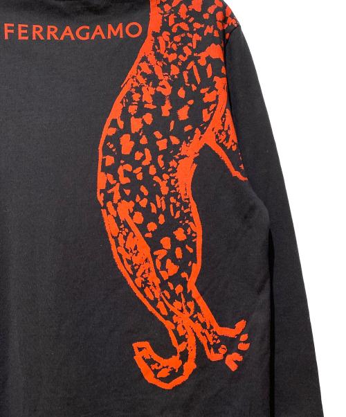 Ferragamo（フェラガモ）Ferragamo (フェラガモ) L/Sカットソー ブラック×レッド サイズ:Mの古着・服飾アイテム