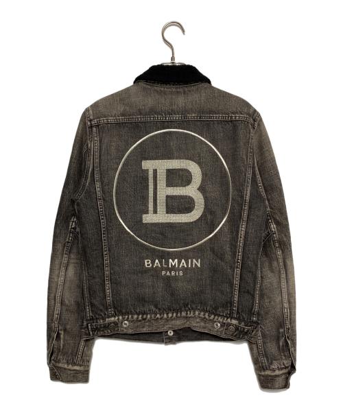BALMAIN（バルマン）BALMAIN (バルマン) ストーンウォッシュデニムジャケット グレー×ブラック サイズ:44の古着・服飾アイテム