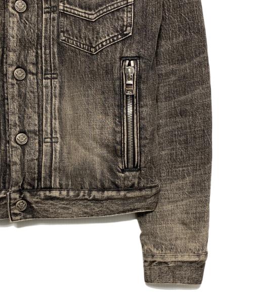 BALMAIN（バルマン）BALMAIN (バルマン) ストーンウォッシュデニムジャケット グレー×ブラック サイズ:44の古着・服飾アイテム
