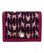 MIU MIUミュウミュウ）の古着「ロゴジャガードウォレット」｜ピンク×ブラック