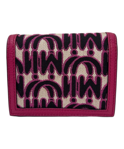 MIU MIU（ミュウミュウ）MIU MIU (ミュウミュウ) ロゴジャガードウォレット ピンク×ブラックの古着・服飾アイテム