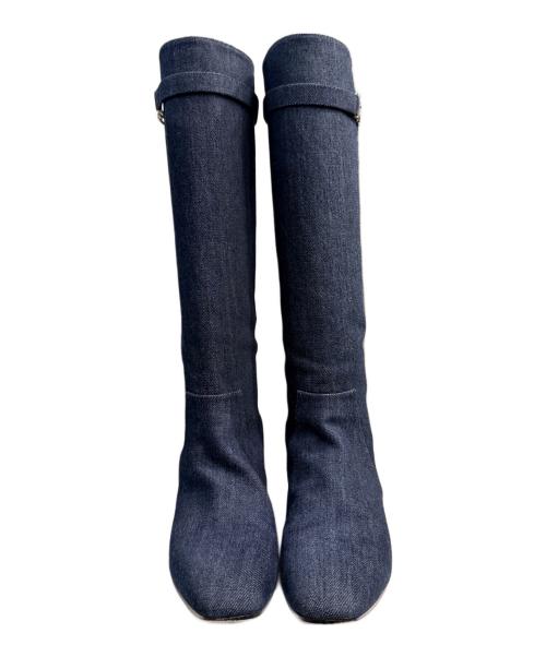 HERMES（エルメス）HERMES (エルメス) デニムロングブーツ インディゴ サイズ:36　1/2の古着・服飾アイテム