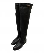 HERMESエルメス）の古着「ケリーバックルサイハイブーツ」｜ブラック×シルバー金具