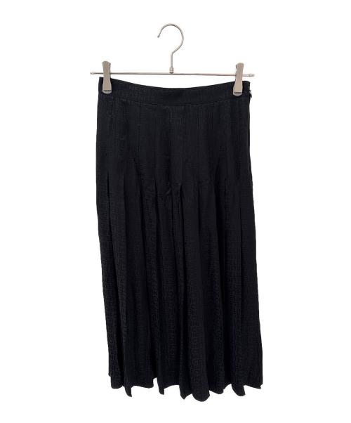 CELINE（セリーヌ）CELINE (セリーヌ) ロゴシルクプリーツスカート ブラック サイズ:34の古着・服飾アイテム