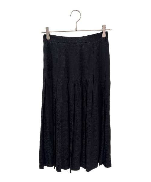 CELINE（セリーヌ）CELINE (セリーヌ) ロゴシルクプリーツスカート ブラック サイズ:34の古着・服飾アイテム