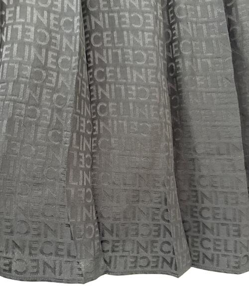CELINE（セリーヌ）CELINE (セリーヌ) ロゴシルクプリーツスカート ブラック サイズ:34の古着・服飾アイテム