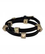 VALENTINOヴァレンティノ）の古着「2連スタッズブレスレット」｜ブラック×シルバー