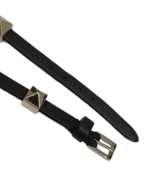 VALENTINO（ヴァレンティノ）VALENTINO (ヴァレンティノ) 2連スタッズブレスレット ブラック×シルバーの古着・服飾アイテム