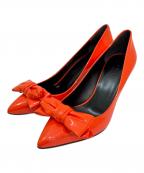 GUCCIグッチ）の古着「ハイヒールリボンパテントパンプス」｜オレンジ