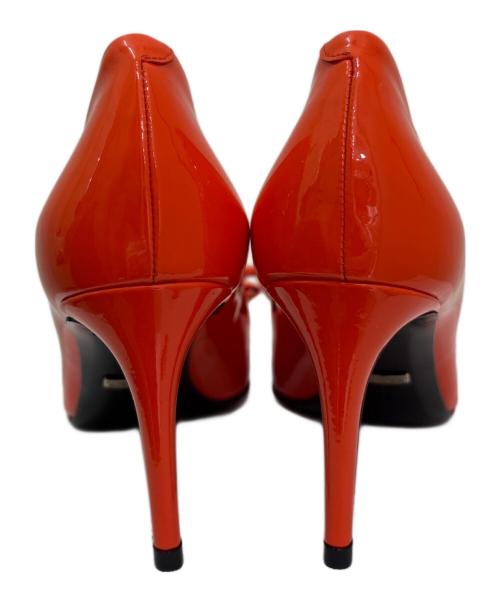 GUCCI（グッチ）GUCCI (グッチ) ハイヒールリボンパテントパンプス オレンジ サイズ:35の古着・服飾アイテム