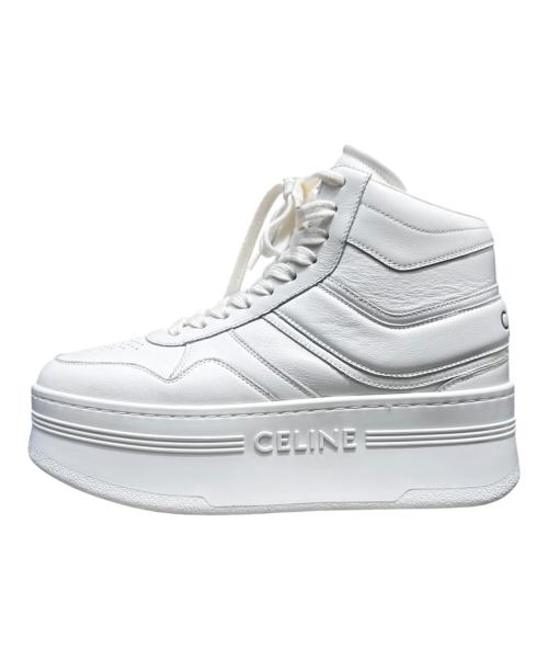 CELINE（セリーヌ）CELINE (セリーヌ) ブロック ウェッジ ミッドスニーカー ホワイト サイズ:37の古着・服飾アイテム