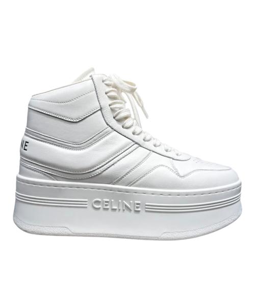 CELINE（セリーヌ）CELINE (セリーヌ) ブロック ウェッジ ミッドスニーカー ホワイト サイズ:37の古着・服飾アイテム