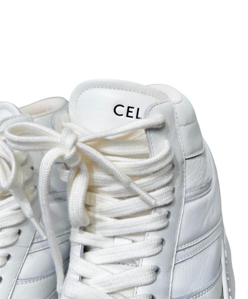 CELINE（セリーヌ）CELINE (セリーヌ) ブロック ウェッジ ミッドスニーカー ホワイト サイズ:37の古着・服飾アイテム