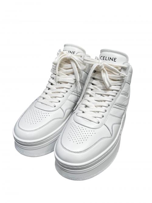 CELINE（セリーヌ）CELINE (セリーヌ) ブロック ウェッジ ミッドスニーカー ホワイト サイズ:37の古着・服飾アイテム