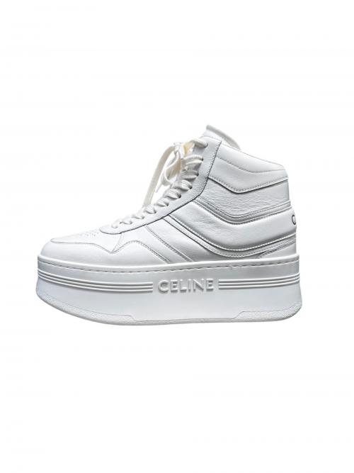CELINE（セリーヌ）CELINE (セリーヌ) ブロック ウェッジ ミッドスニーカー ホワイト サイズ:37の古着・服飾アイテム