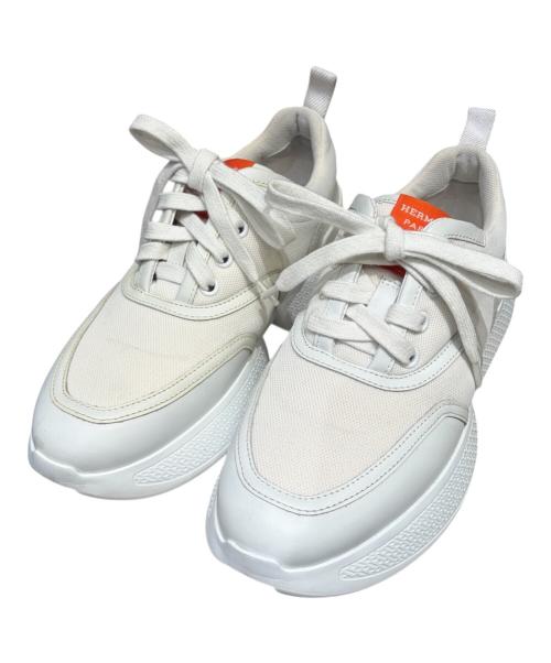 HERMES（エルメス）HERMES (エルメス) ローカットスニーカー ホワイト×オレンジ サイズ:35.5(22.5〜23cm)の古着・服飾アイテム