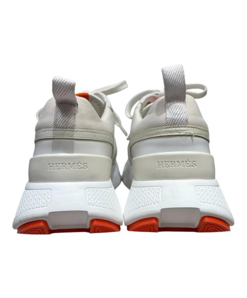 HERMES（エルメス）HERMES (エルメス) ローカットスニーカー ホワイト×オレンジ サイズ:35.5(22.5〜23cm)の古着・服飾アイテム
