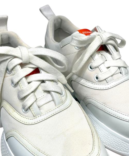 HERMES（エルメス）HERMES (エルメス) ローカットスニーカー ホワイト×オレンジ サイズ:35.5(22.5〜23cm)の古着・服飾アイテム