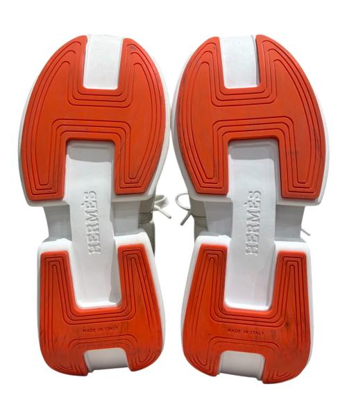 HERMES（エルメス）HERMES (エルメス) ローカットスニーカー ホワイト×オレンジ サイズ:35.5(22.5〜23cm)の古着・服飾アイテム