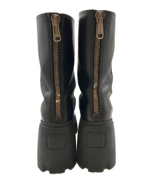 MIU MIU（ミュウミュウ）MIU MIU (ミュウミュウ) バッグロゴ厚底ブーツ ブラック サイズ:36の古着・服飾アイテム