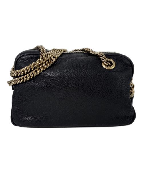 GUCCI（グッチ）GUCCI (グッチ) ソーホー インターロッキングG チェーンショルダー ショルダーバッグ ブラック×ゴールドの古着・服飾アイテム