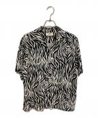 CELINEセリーヌ）の古着「ゼブラ柄 オープンカラー半袖シャツ」｜ブラック×ホワイト