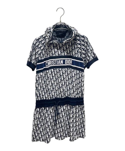 Christian Dior（クリスチャン ディオール）Christian Dior (クリスチャン ディオール) オブリーク フリースショートワンピース ネイビー×ホワイト サイズ:Sの古着・服飾アイテム