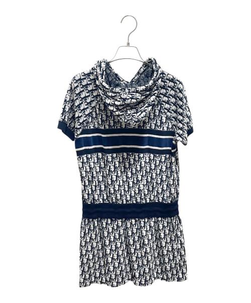 Christian Dior（クリスチャン ディオール）Christian Dior (クリスチャン ディオール) オブリーク フリースショートワンピース ネイビー×ホワイト サイズ:Sの古着・服飾アイテム
