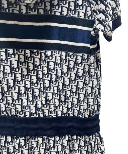 Christian Dior（クリスチャン ディオール）Christian Dior (クリスチャン ディオール) オブリーク フリースショートワンピース ネイビー×ホワイト サイズ:Sの古着・服飾アイテム