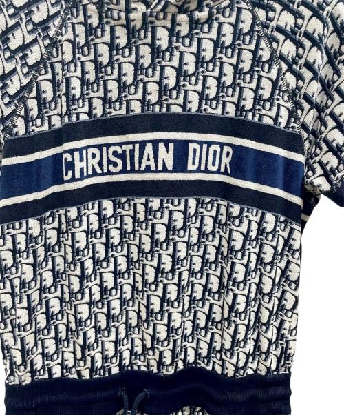 Christian Dior（クリスチャン ディオール）Christian Dior (クリスチャン ディオール) オブリーク フリースショートワンピース ネイビー×ホワイト サイズ:Sの古着・服飾アイテム
