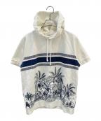 Christian Diorクリスチャン ディオール）の古着「ロゴ スウェット 半袖プルオーバーパーカー」｜ネイビー×ホワイト