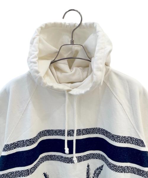 Christian Dior（クリスチャン ディオール）Christian Dior (クリスチャン ディオール) ロゴ スウェット 半袖プルオーバーパーカー ネイビー×ホワイト サイズ:Mの古着・服飾アイテム