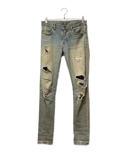 Saint Laurent Paris（サンローランパリ）Saint Laurent Paris (サンローランパリ) デストロイクラッシュストレッチスキニーデニムパンツ インディゴ サイズ:28の古着・服飾アイテム