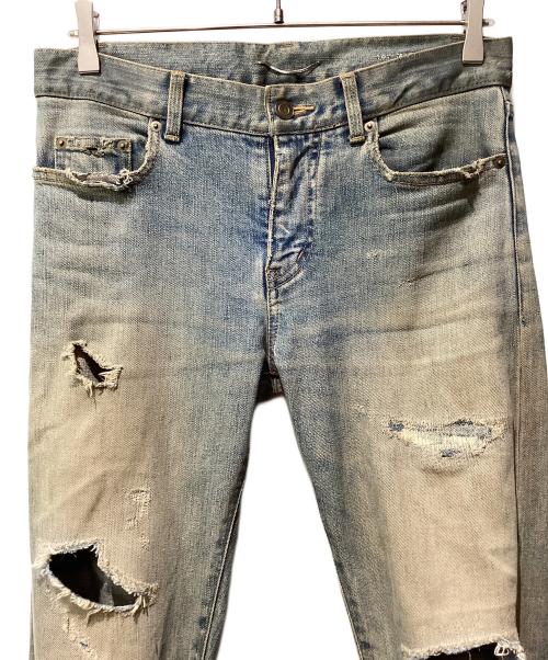 Saint Laurent Paris（サンローランパリ）Saint Laurent Paris (サンローランパリ) デストロイクラッシュストレッチスキニーデニムパンツ インディゴ サイズ:28の古着・服飾アイテム