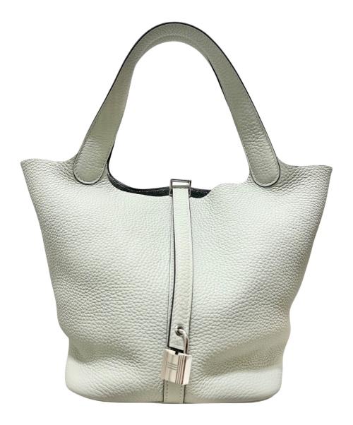 HERMES（エルメス）HERMES (エルメス) ピコタンロック MM/シルバー金具/トリヨンクレマンス/グリネヴェ/B刻印 グリネヴェ×シルバー金具 サイズ:MMの古着・服飾アイテム