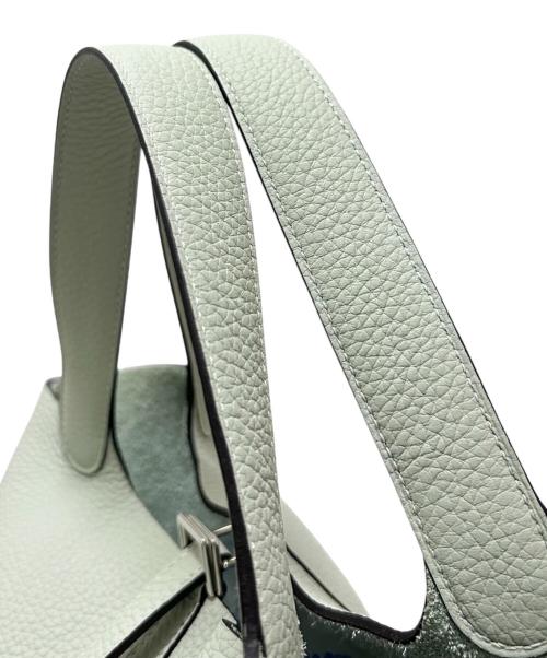HERMES（エルメス）HERMES (エルメス) ピコタンロック MM/シルバー金具/トリヨンクレマンス/グリネヴェ/B刻印 グリネヴェ×シルバー金具 サイズ:MMの古着・服飾アイテム