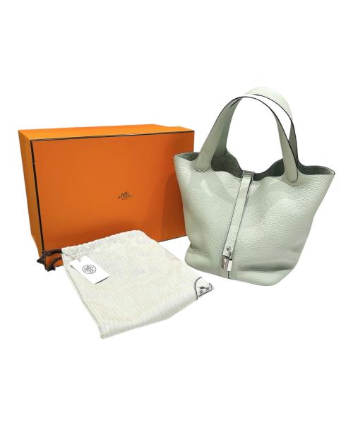 HERMES（エルメス）HERMES (エルメス) ピコタンロック MM/シルバー金具/トリヨンクレマンス/グリネヴェ/B刻印 グリネヴェ×シルバー金具 サイズ:MMの古着・服飾アイテム