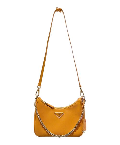 PRADA（プラダ）PRADA (プラダ) Re-Edition サフィアーノレザー ミニバッグ オレンジ×ゴールド金具 サイズ:ミニの古着・服飾アイテム